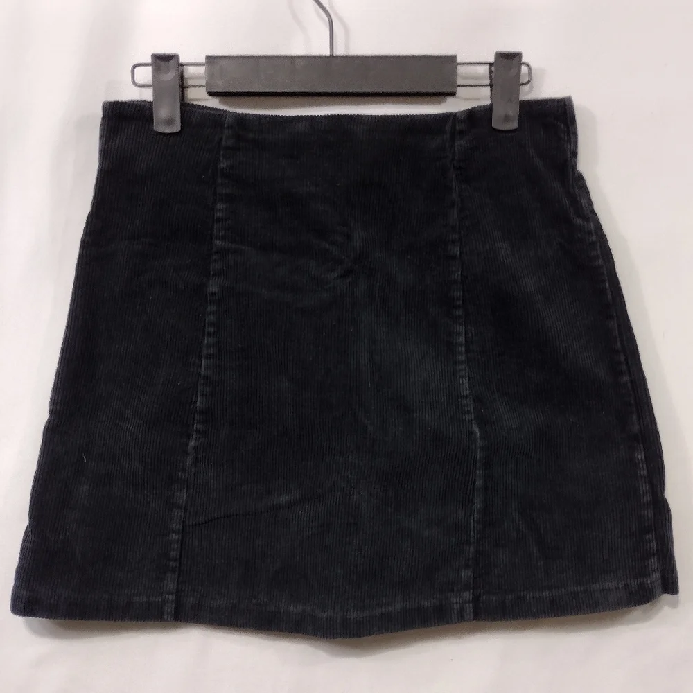 Brandy Melville A-line Corduroy Skirt Women's OS Black Preppy Academia Y2K 90s - Picture 1 of 7